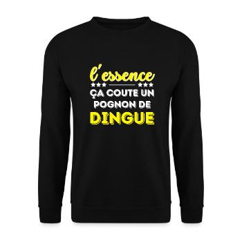 L'essence ça coute un pognon de dingue - Sweat-shirt Unisexe - noir - Devant - Alina (178cm) & Michal (187cm)