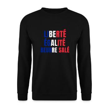 Liberté égalité beurre salé - Sweat-shirt Unisexe - noir - Devant - Alina (178cm) & Michal (187cm)