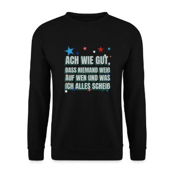 Ach wie gut, dass Niemand weiß - Unisex Pullover - Schwarz - Vorne - Alina (178cm) & Michal (187cm)