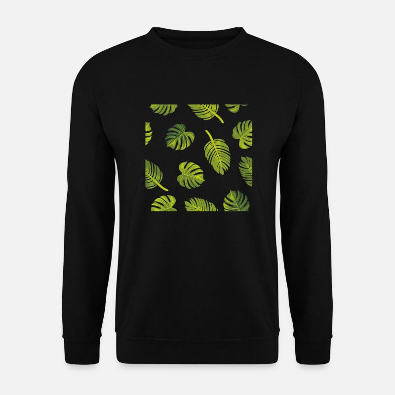 Pattern with tropical leaves - Unisex Sweatshirt - black