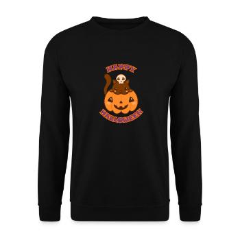 Cute Halloween Pumpkin - Unisex Pullover - Schwarz - Vorne - Alina (178cm) & Michal (187cm)