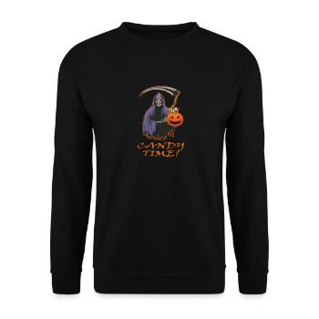 Halloween Candy Time Reaper - Unisex Pullover - Schwarz - Vorne - Alina (178cm) & Michal (187cm)