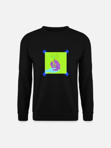 urban-relax Kopf auf der Hand hört Musik - Unisex Pullover - Schwarz