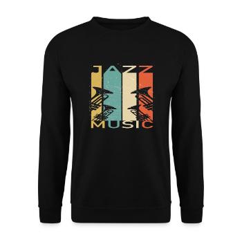 Jazz Music Vintage Trumpet - Unisex Pullover - Schwarz - Vorne - Alina (178cm) & Michal (187cm)