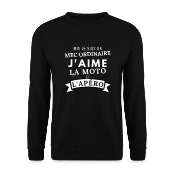 Moi je suis un mec ordinaire j'aime la moto - Sweat-shirt Unisexe - noir - Devant - Alina (178cm) & Michal (187cm)