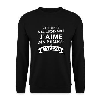 Moi je suis un mec ordinaire j'aime ma femme - Sweat-shirt Unisexe - noir - Devant - Alina (178cm) & Michal (187cm)