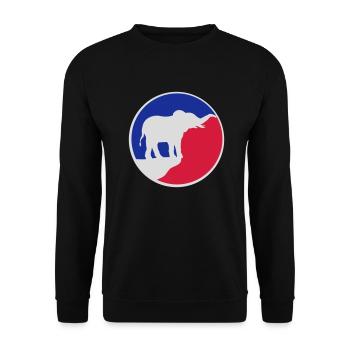 Elefant Silhouette Klippe Mond - Unisex Pullover - Schwarz - Vorne - Alina (178cm) & Michal (187cm)