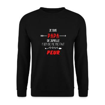 je suis papa de jumelle rien ne me fait peur - Sweat-shirt Unisexe - noir - Devant - Alina (178cm) & Michal (187cm)