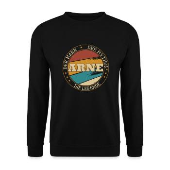 ARNE DER MAN DER MYTHOS DIE LEGENDE - Unisex Pullover - Schwarz - Vorne - Alina (178cm) & Michal (187cm)