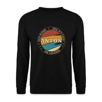 ANTON DER MAN DER MYTHOS DIE LEGENDE - Unisex Pullover - Schwarz - Vorne - Alina (178cm) & Michal (187cm)