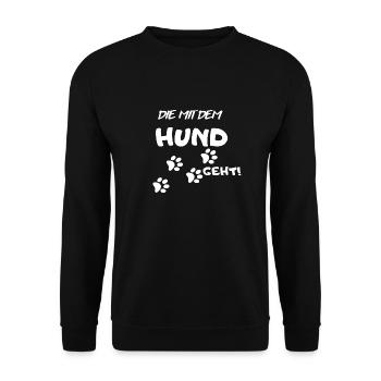 Die mit dem Hund geht - Unisex Pullover - Schwarz - Vorne - Alina (178cm) & Michal (187cm)