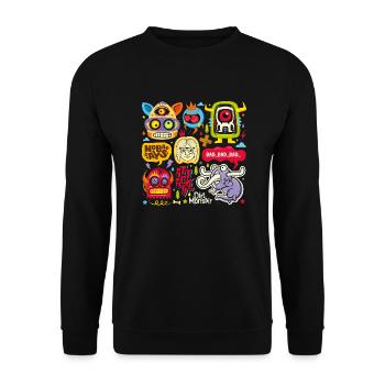 Cartoon face comic cartoon humor smile - Unisex Sweatshirt - black - Front - Alina (178cm) & Michal (187cm)