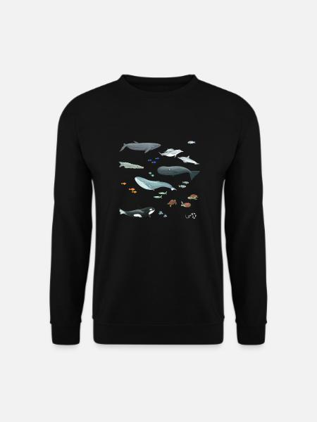 Muster mit Walen und Fischen / Unterwasserwelt - Unisex Pullover - Schwarz