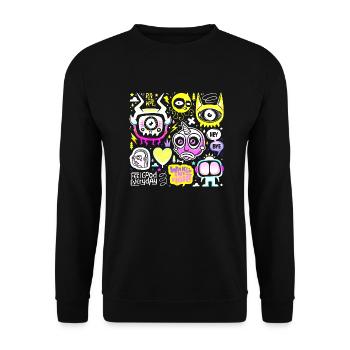 Verrücktes Gesicht Gesicht glücklich Cartoon Happy Gesicht Cartoon - Unisex Pullover - Schwarz - Vorne - Alina (178cm) & Michal (187cm)