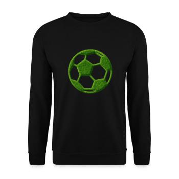 Icon von klassischem Fussball in Grasoptik grün - Unisex Pullover - Schwarz - Vorne - Alina (178cm) & Michal (187cm)