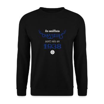 Anniversaire chasseur 1938 - Sweat-shirt Unisexe - noir - Devant - Alina (178cm) & Michal (187cm)
