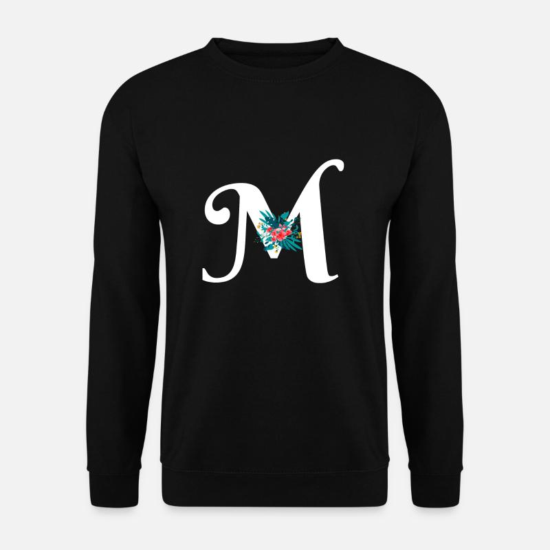 Buchstabe M geblümt - Unisex Pullover - Schwarz
