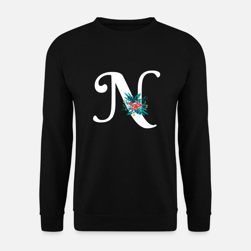 Buchstabe N geblümt - Unisex Pullover - Schwarz