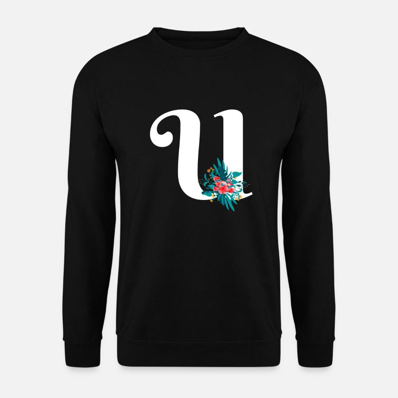 lettre U fleuris - Sweat-shirt Unisexe - noir