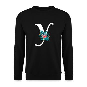 letter Y flowered - Unisex Sweatshirt - black - Front - Alina (178cm) & Michal (187cm)