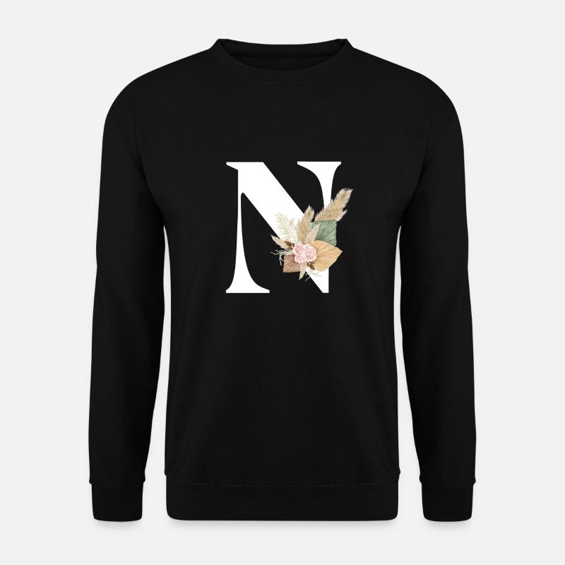 Buchstabe N Blumen - Unisex Pullover - Schwarz