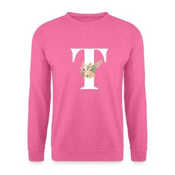 lettre T fleuris - Sweat-shirt Unisexe - rose - Devant