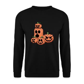 Halloween Kürbisse - Unisex Pullover - Schwarz - Vorne - Alina (178cm) & Michal (187cm)