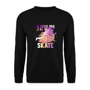 j'peux pas j'ai skate - Skateboard watercolor - Sweat-shirt Unisexe - noir - Devant - Alina (178cm) & Michal (187cm)