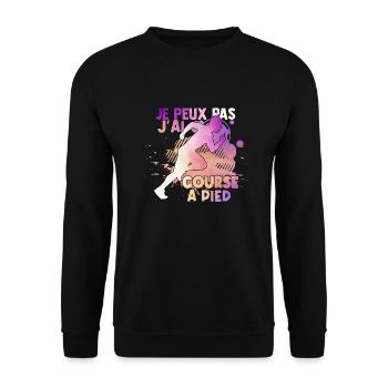Je Peux Pas J ai course a pied water color - Sweat-shirt Unisexe - noir - Devant - Alina (178cm) & Michal (187cm)