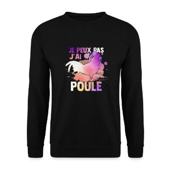 je peux pas j'ai poule watercolor - Sweat-shirt Unisexe - noir - Devant - Alina (178cm) & Michal (187cm)