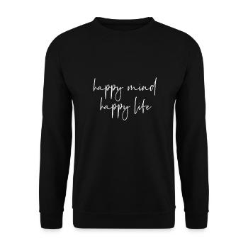 heureux vie heureuse - Sweat-shirt Unisexe - noir - Devant - Alina (178cm) & Michal (187cm)
