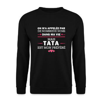 humour tata / super tata - Sweat-shirt Unisexe - noir - Devant - Alina (178cm) & Michal (187cm)