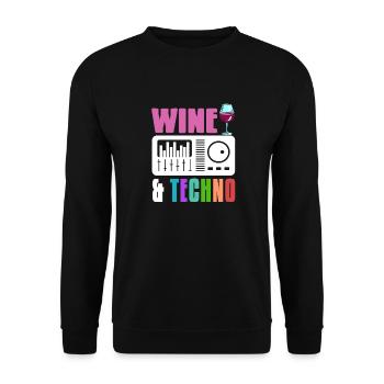 Wine & Techno Awesome Retro Techno Designs - Unisex Sweatshirt - black - Front - Alina (178cm) & Michal (187cm)
