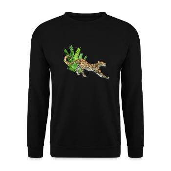 Leopard in the jungle - Unisex Sweatshirt - black - Front - Alina (178cm) & Michal (187cm)