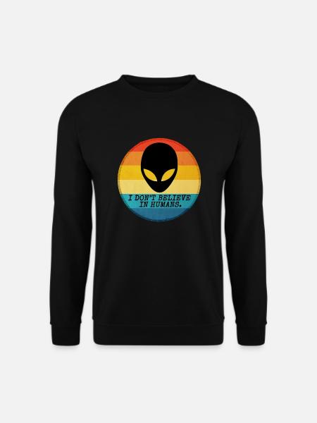 Klassischer Alien-Kopf - Ich glaube nicht an Menschen. - Unisex Pullover - Schwarz