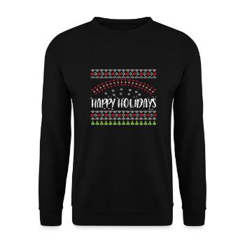 Happy Holidays - Unisex Pullover - Schwarz - Vorne - Alina (178cm) & Michal (187cm)