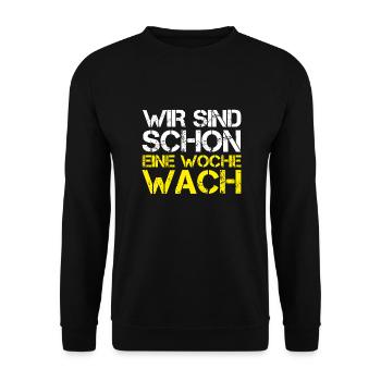 Funny Mallorca WE'VE BEEN AWAKE FOR A WEEK - Unisex Sweatshirt - black - Front - Alina (178cm) & Michal (187cm)