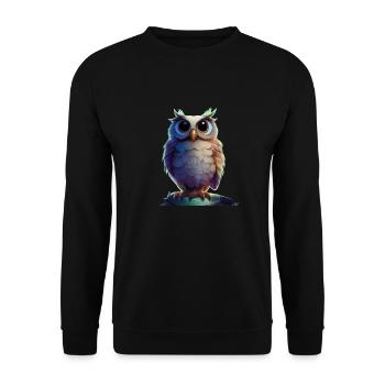 Magical owl - Unisex Sweatshirt - black - Front - Alina (178cm) & Michal (187cm)