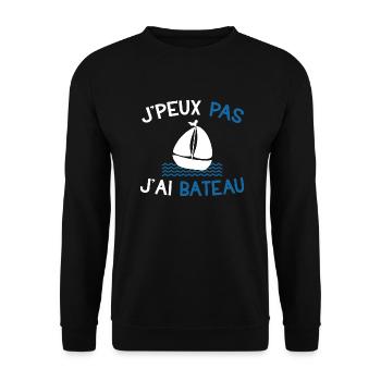 Je peux pas j'ai bateau cadeau humour marin homme - Sweat-shirt Unisexe - noir - Devant - Alina (178cm) & Michal (187cm)