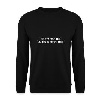 Ist hier noch frei Ja und da hinten auch - Unisex Pullover - Schwarz - Vorne - Alina (178cm) & Michal (187cm)