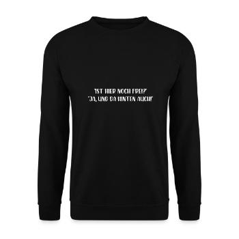 Ist hier noch frei Ja und da hinten auch - Unisex Pullover - Schwarz - Vorne - Alina (178cm) & Michal (187cm)