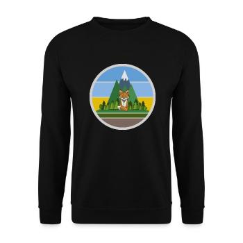 The Mountain Calls: Mountain Fox - Unisex Sweatshirt - black - Front - Alina (178cm) & Michal (187cm)