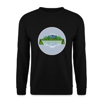 The Mountain Calls: Mountain Lake - Unisex Sweatshirt - black - Front - Alina (178cm) & Michal (187cm)