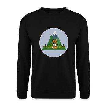 The Mountain Calls: Fox - Unisex Sweatshirt - black - Front - Alina (178cm) & Michal (187cm)