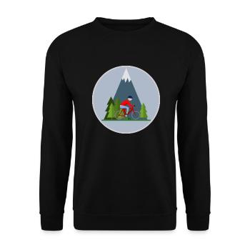 The Mountain Calls: Mountainbiking den Bergen - Unisex Pullover - Schwarz - Vorne - Alina (178cm) & Michal (187cm)