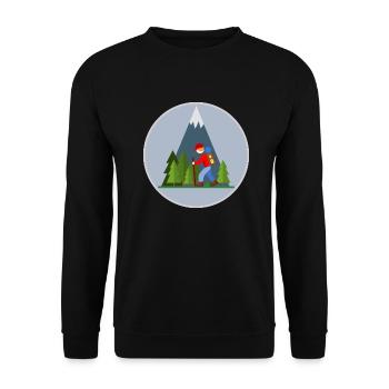 The Mountain Calls: Wandern in den Bergen - Unisex Pullover - Schwarz - Vorne - Alina (178cm) & Michal (187cm)