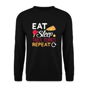 Manger dormir Jouer au tennis de table Répéter - Sweat-shirt Unisexe - noir - Devant - Alina (178cm) & Michal (187cm)
