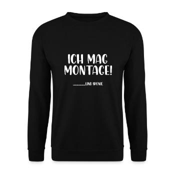 Ich mag Montage und Ironie - Unisex Pullover - Schwarz - Vorne - Alina (178cm) & Michal (187cm)
