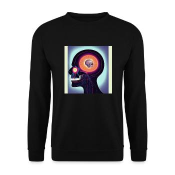 psychedelic skull skull fungus lsd memes - Unisex Sweatshirt - black - Front - Alina (178cm) & Michal (187cm)