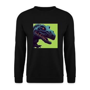 T-Rex Kinder Dino Dinosaurier Rex - Unisex Pullover - Schwarz - Vorne - Alina (178cm) & Michal (187cm)